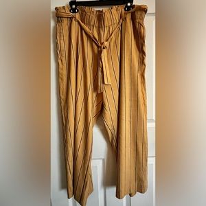 Gold pants with black stripes from J Jill, elastic waist band, pockets, size XL.